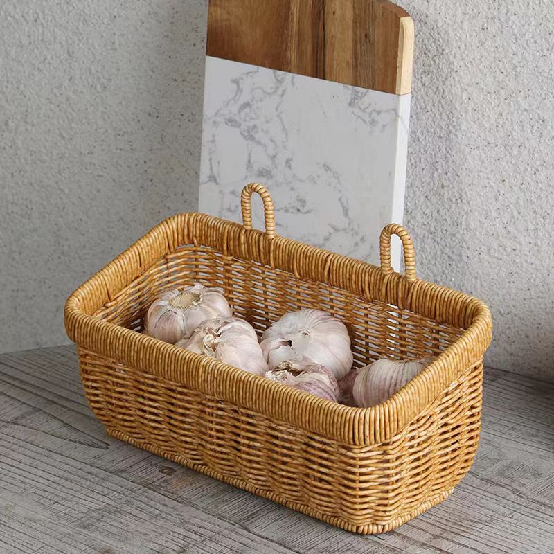 Rattan-like ginger and garlic storage basket woven hanging basket kitchen ginger garlic onion egg fruit wall hanging basket rattan-like storage box