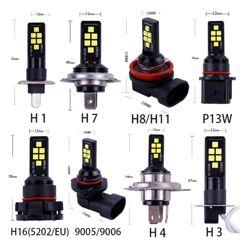 Longda Led 車のライト H7 H4 3030 12smd フォグランプ H1 H3 防曇ランプ 9005 H8 フロントスポットライト|undefined