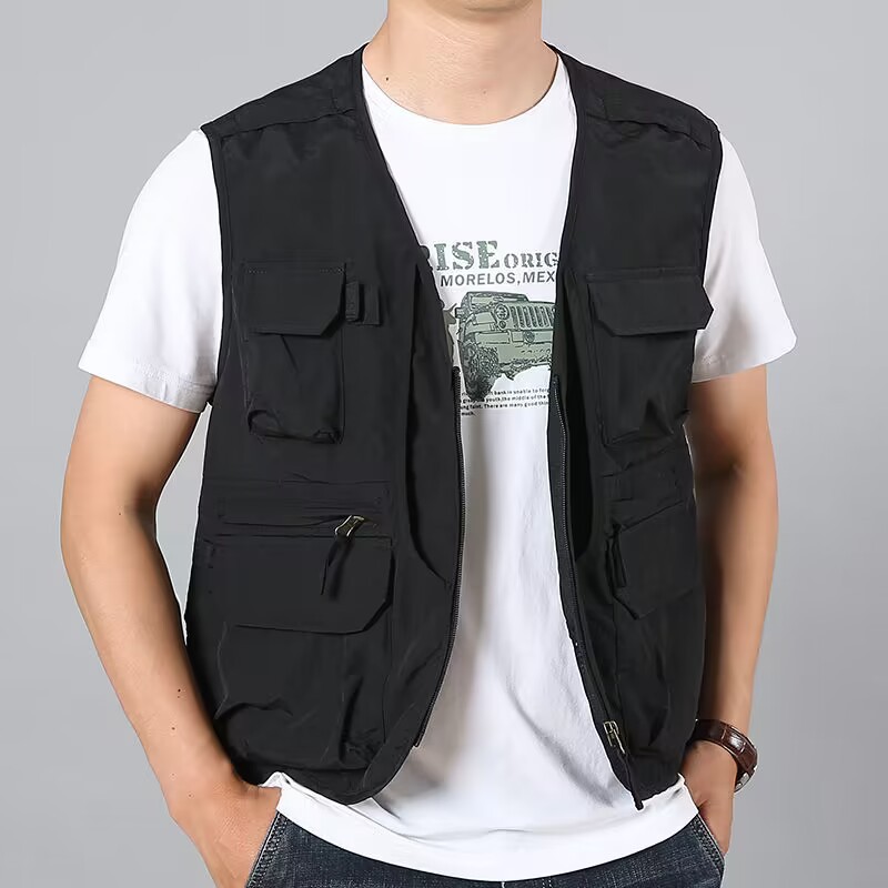 Cross-border Amazon outdoor mesh photography fishing men's vest multi-pocket vest waistcoat LOGO