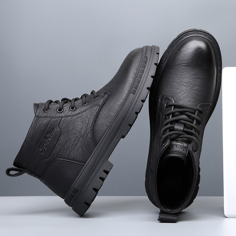 Men's work boots 2023 new autumn and winter thick bottom warm leather boots with cotton British style men's Martin boots fashion