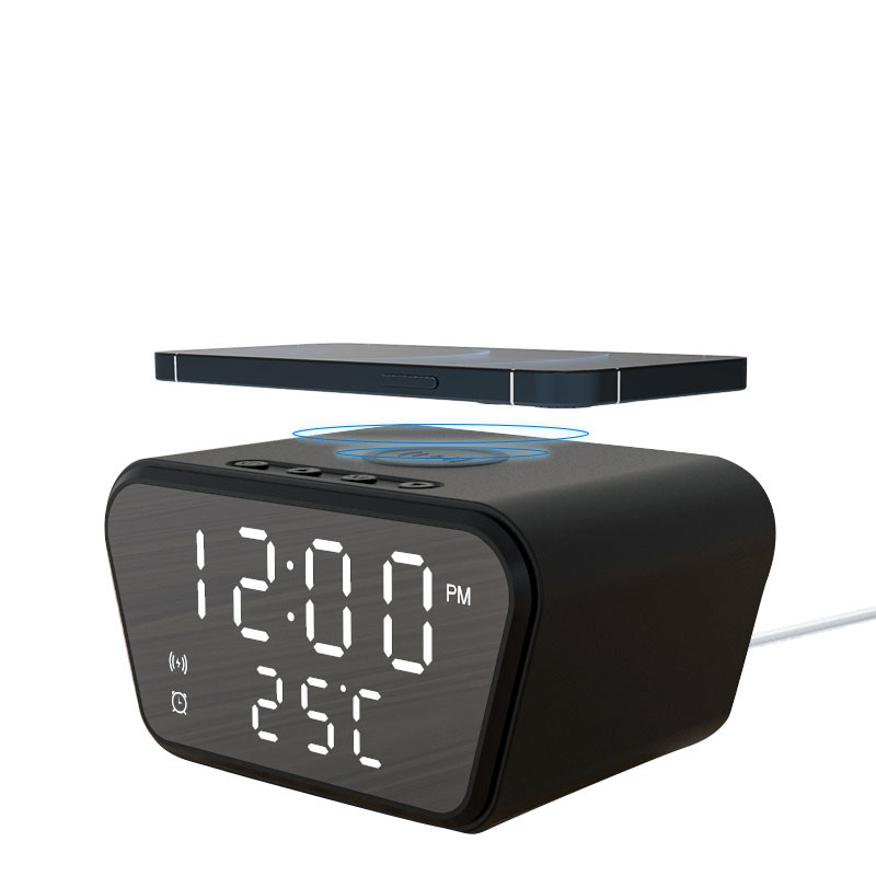 New product multi-function 15W fast charging alarm clock temperature mobile phone wireless charging three-in-one for Apple wireless charger