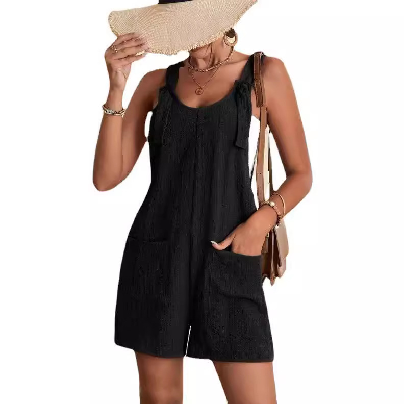 Cross-border 2024 European and American Women's Clothing Amazon Summer Casual Fashion Suspender Shorts Jumpsuit Women