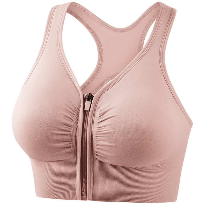 Shockproof Push-up Large Size Running Yoga Fitness Sports Bra Hollow Beauty Back Front Zipper Sports Underwear for Women