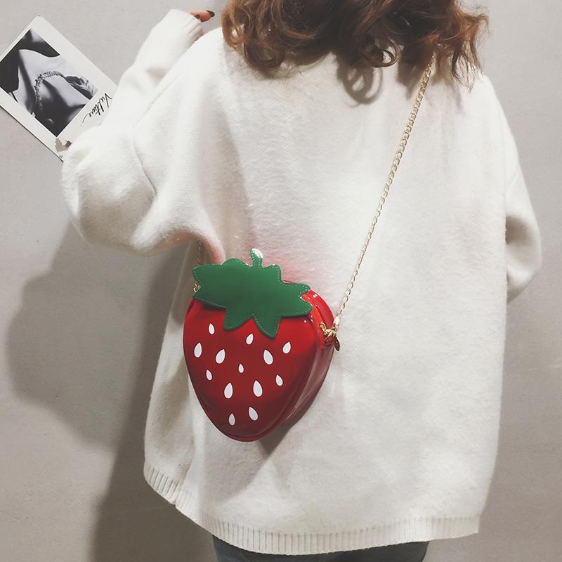 Bag Women's New Fashionable Korean-style Chain Cartoon Girls ins Super Popular All-match Strawberry Crossbody Shoulder Bag