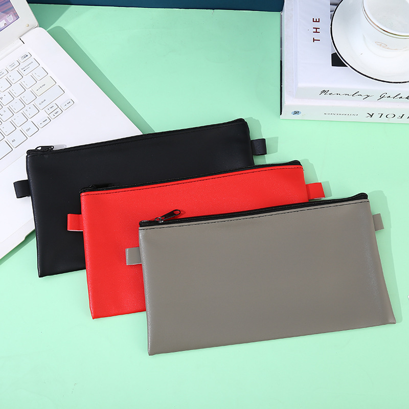 European and American waterproof bank bag deposit bag PU binaural bill bag cosmetic bag large capacity imitation leather file bag wholesale
