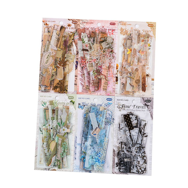 Mo Mo Mo long PET collage stickers paper room laboratory series Journal DIY decorative material stickers 6 models