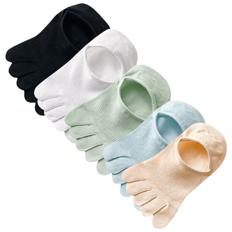Atmungsaktive unsichtbare Fünffingersocken aus Baumwolle für Damen_voghion.com