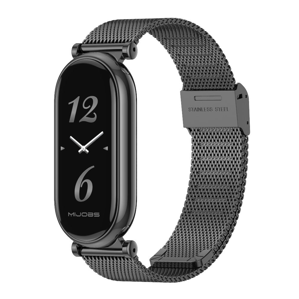 For Mi Band 8 Strap Metal Wristband Highlight Connector Stainless Steel Milan Three Bead Pendant Necklace