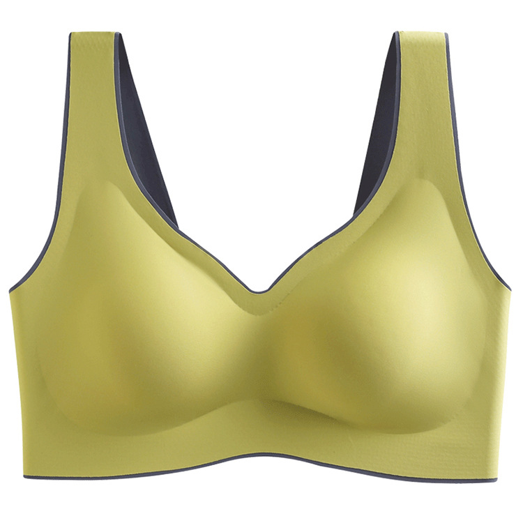 Girlfriend Latex Libra Underwear Contrast Color Beautiful Back without Steel Ring Gathering Comfortable Buckle Comfortable Vest Bra for Women