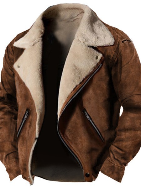 Cross-border AliExpress independent station European and American men's plus size winter casual solid color lapel zipper jacket jacket