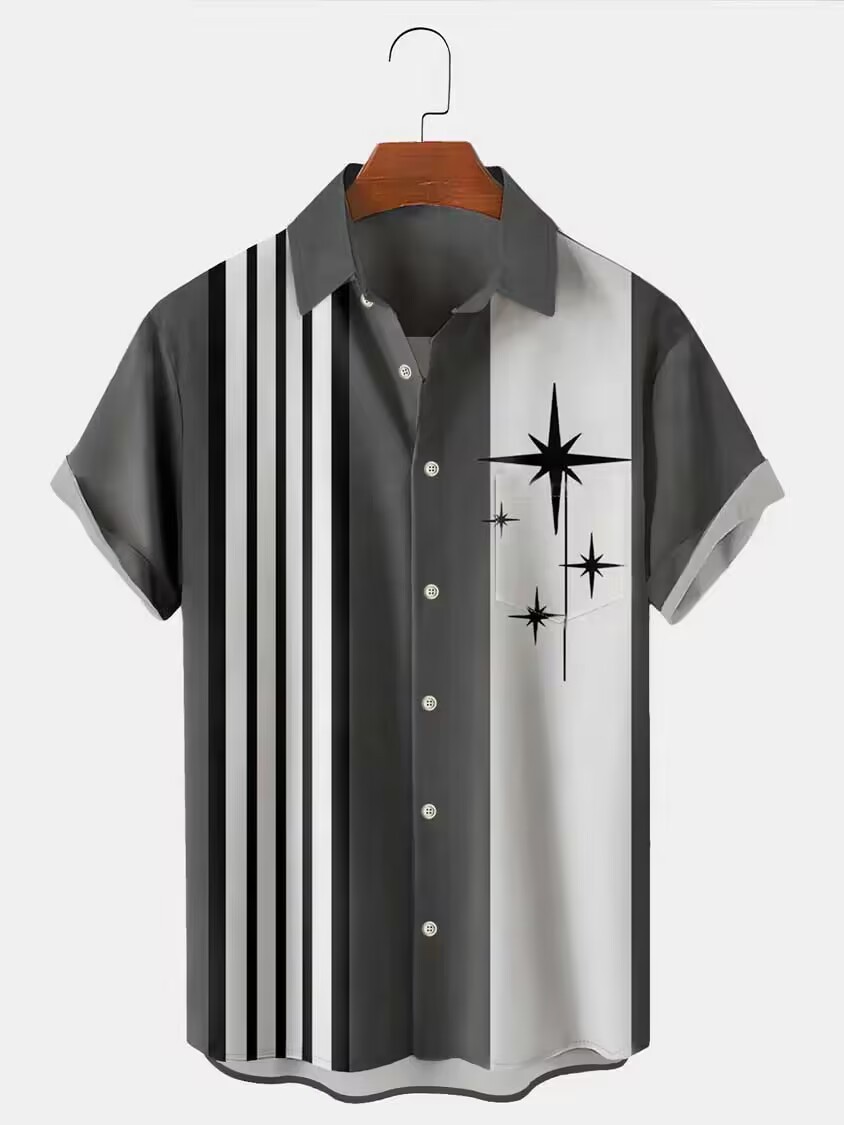 2023 Summer Men's Hawaiian Shirt Seaside Beach Vacation Short Sleeve Shirt Seaside Clothing Men