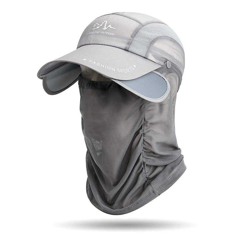 Summer retractable eaves detachable neck veil sunshade baseball cap men's and women's outdoor sun protection face fishing quick-drying cap