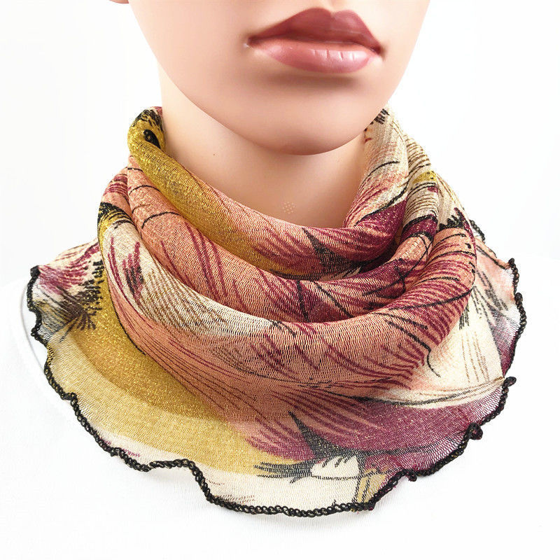 Spring and summer new ever-changing multi-functional gold silk ear mask scarf women's pullover small silk scarf neck protection enlarged upgraded version
