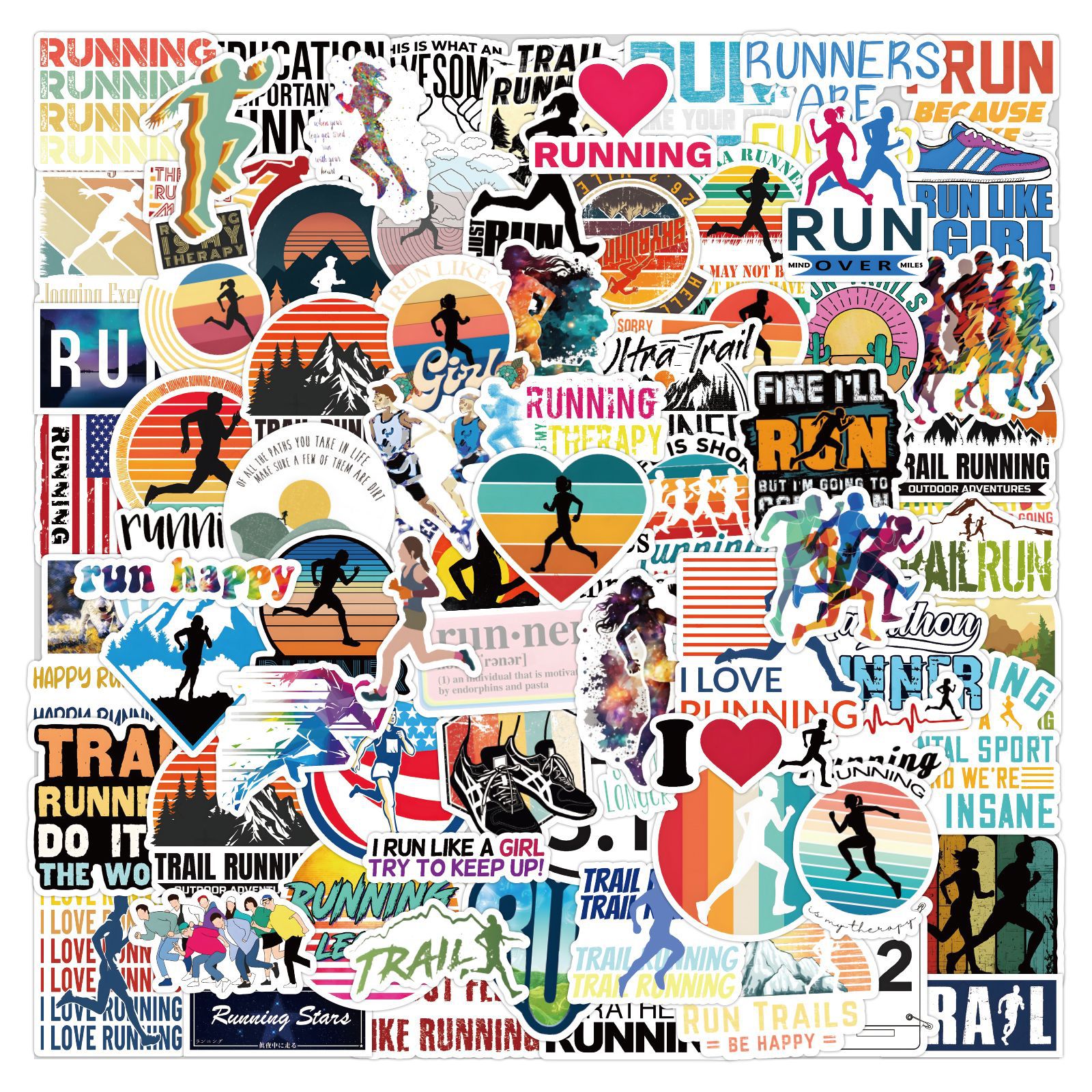 110 cross-border running graffiti stickers decorative luggage laptop skateboard waterproof stickers wholesale