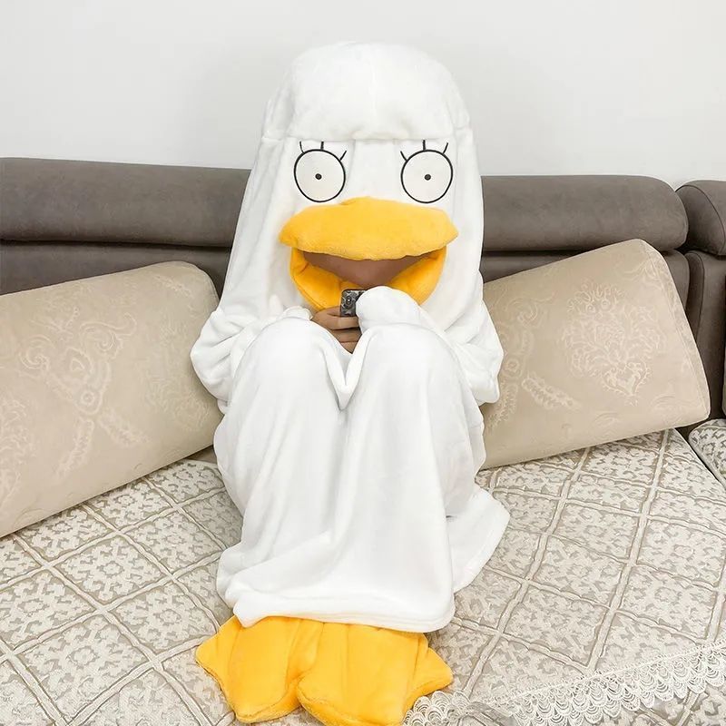 Silver Soul Elizabeth Duck Pajamas Women's Winter One-piece Funny Couple Sleeping Bag Cute Cartoon Flannel Nightgown