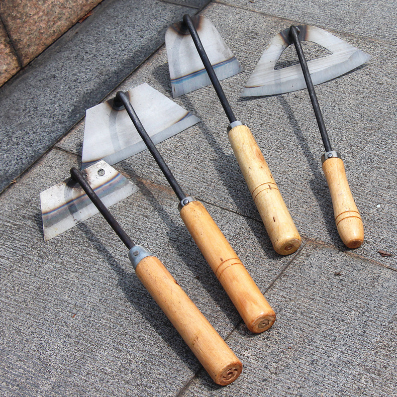 Weeding All-steel Household Curved Small Hoe Vegetable Digging and Weeding Hand-held Tools Agricultural Flower Hollow Small Hoe