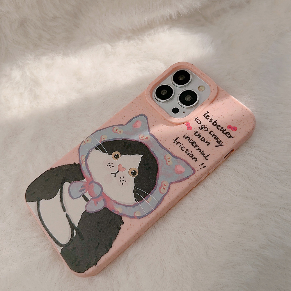 Oil painting funny cat suitable for 15 Apple 14 ProMax mobile phone case 13 original iPhone 12 frosted 11 soft case