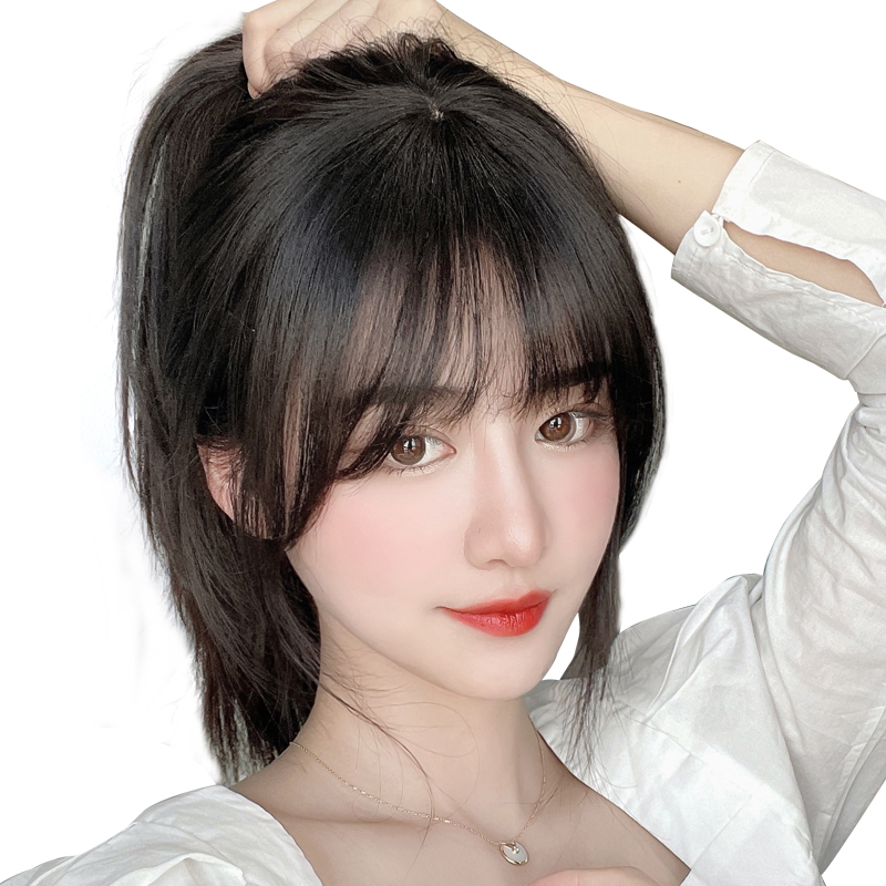 Age-reducing 3d bangs wig women's French air fake bangs natural artificial hair wig piece top cover white hair replacement