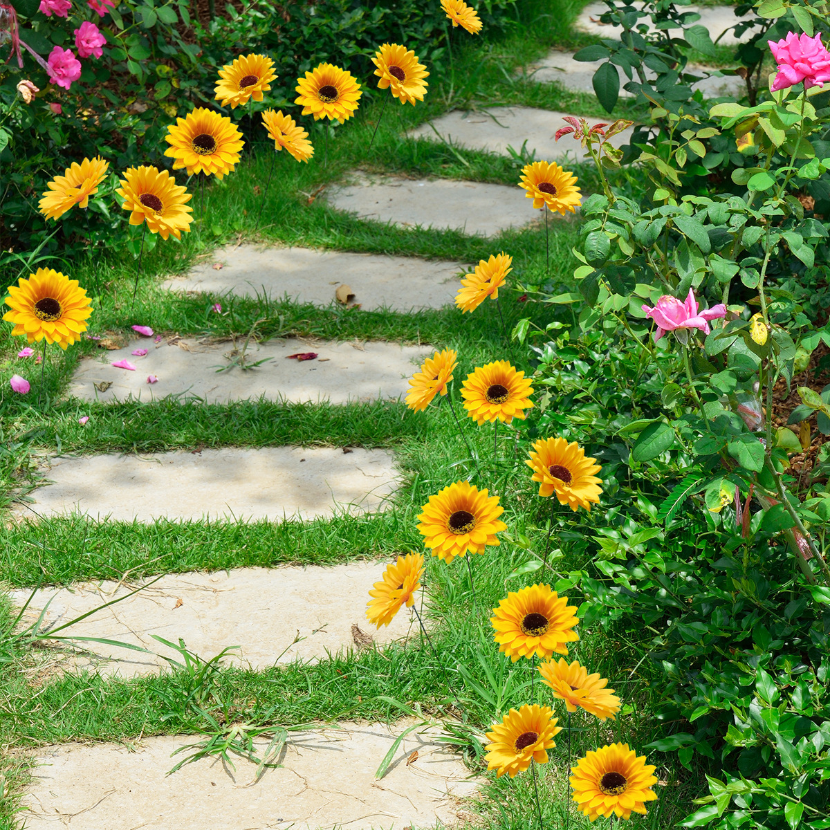 G328 Garden Card Outdoor Garden Decorations Landscape Courtyard Villa Simulation Sunflower Lawn Pile Pole
