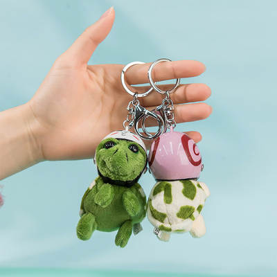 Internet Celebrous TikTok Helmet Tortoise Keychain Cute Plush Turtle Keychain Pendant Bag Jewelry Accessories