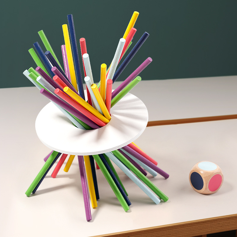 Children's baby Montessori color sensory Wood plug stick intelligence development color sensory teaching aids ring wholesale stall