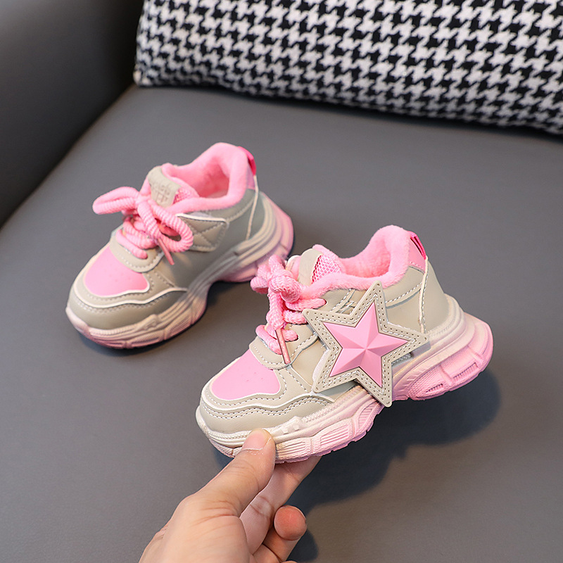Kinderen katoenen kindermode schoenen 1-6 jaar oud 3 jongens sneaker fleece gevoerd warme meisjes hardloopschoenen peuter kinderschoenen_voghion.com