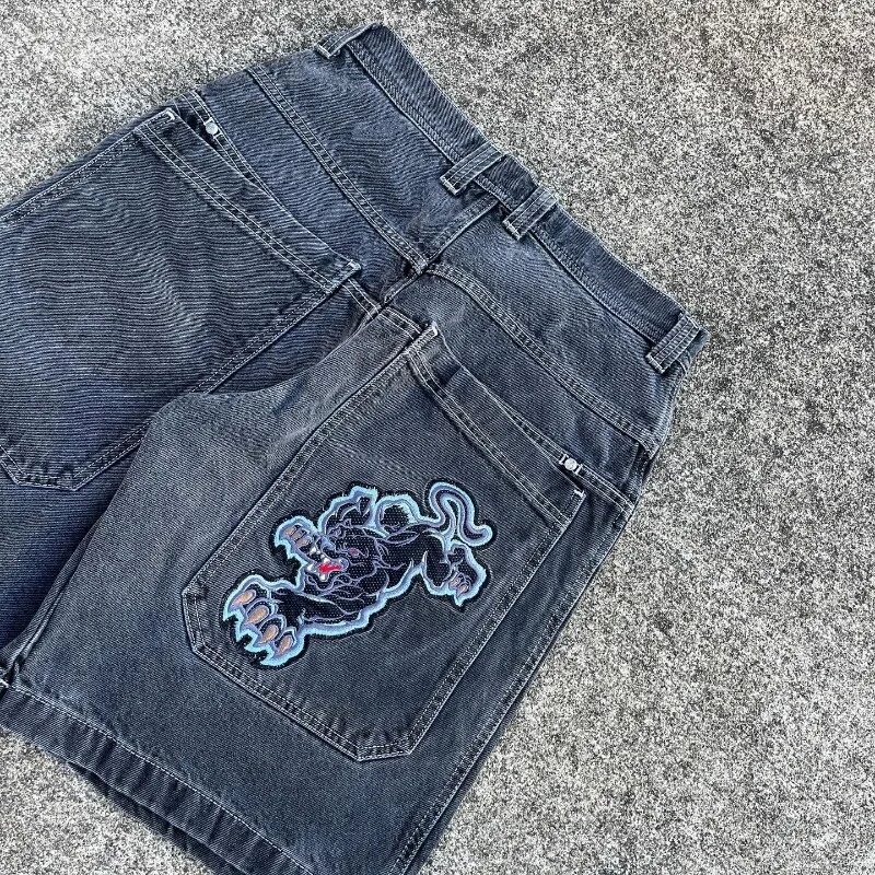 JNCO Loosy Denim Shorts Harajuku Y2K Jeans Hip Hop Retro Summer Gothic Men Shorts