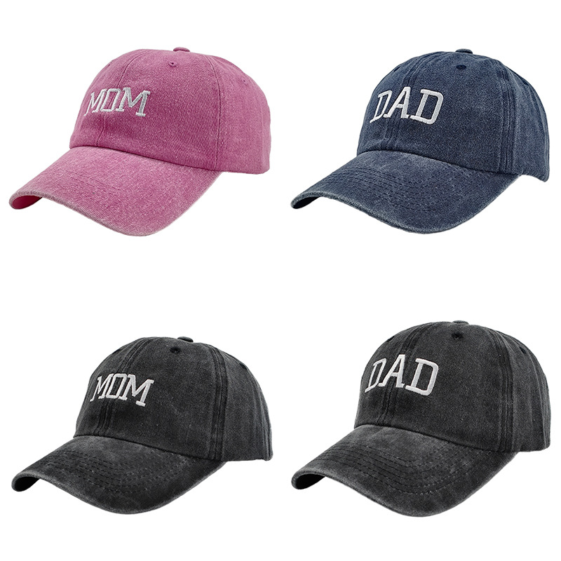 Cross-border washed cotton DAD MOM embroidered baseball cap vintage distressed peaked cap fashion couple hat hip hop hat