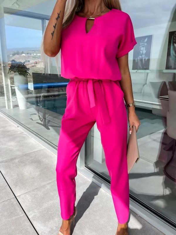 2023 Europe and the United States cross-border leisure suit independent station AliExpress fashion solid color jumpsuit