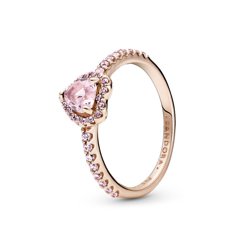 Pandora S925 Pink Diamond Love rose gold ring foreign hot ME series New Ring women's simple