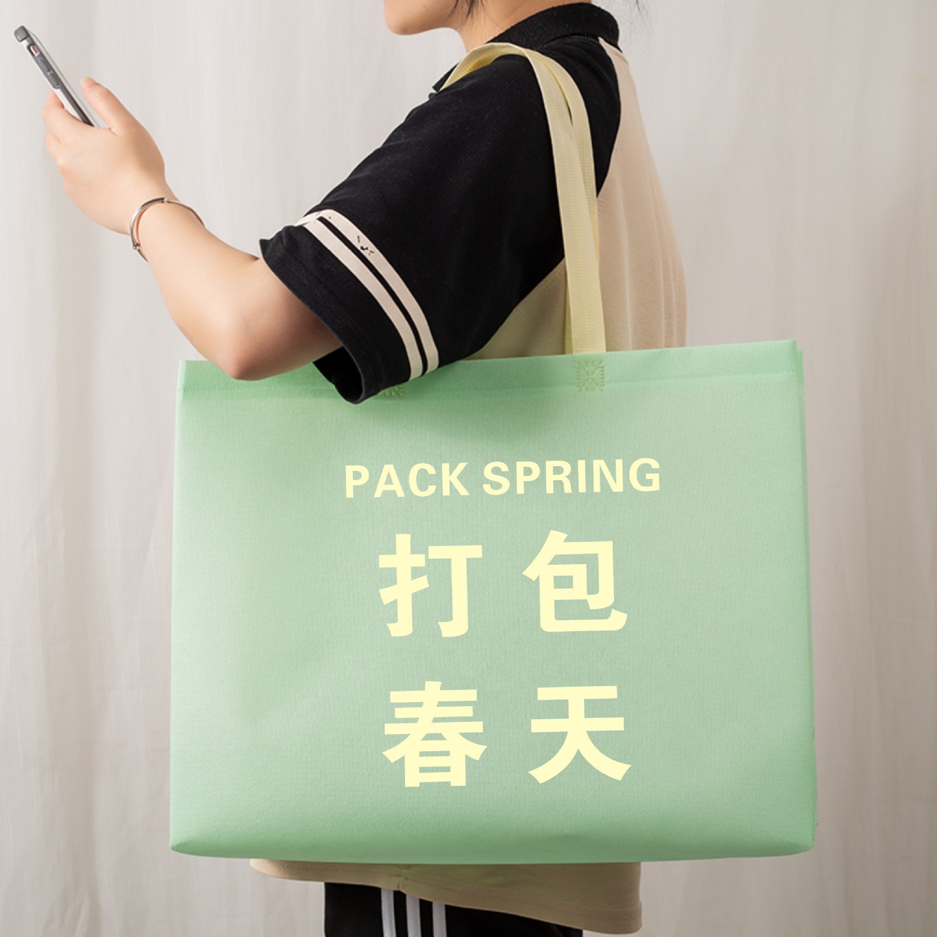 Thickened Internet celebrity Three-dimensional non-woven bag women's clothing store handbag shopping bag custom logo