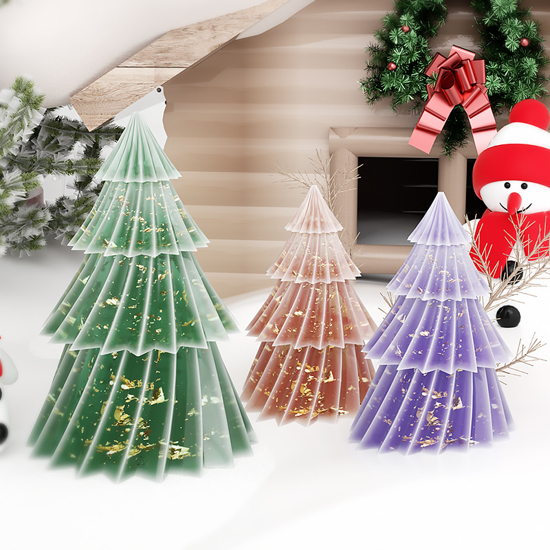 Yu Meiren Crystal epoxy resin mold origami striped Christmas tree candle decoration DIY plaster silicone mold