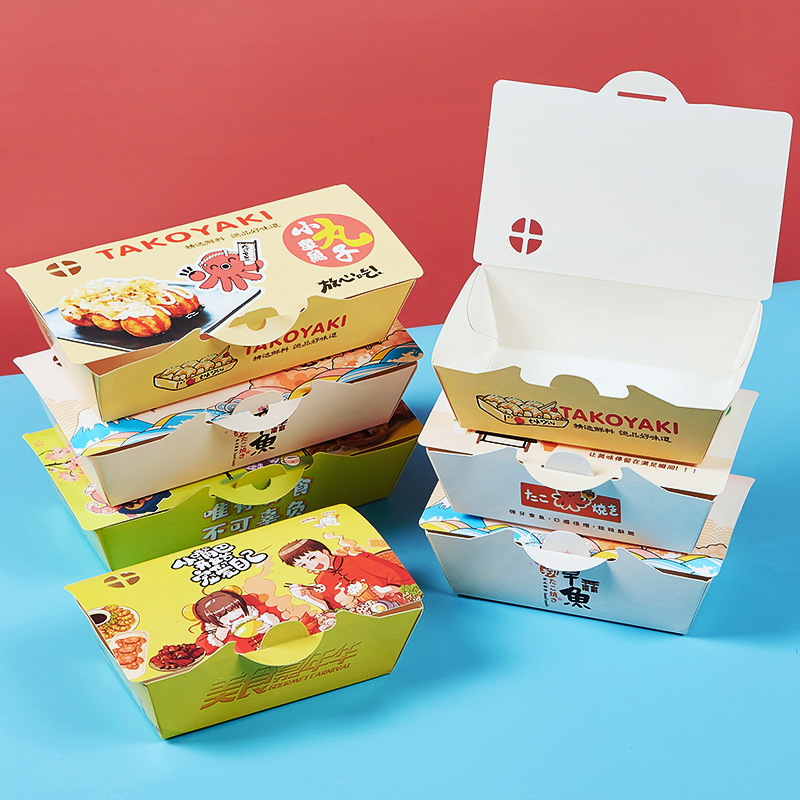 Folding-free octopus pellet box octopus burning box packing box 4-grain 6-grain 8-grain snack packing box