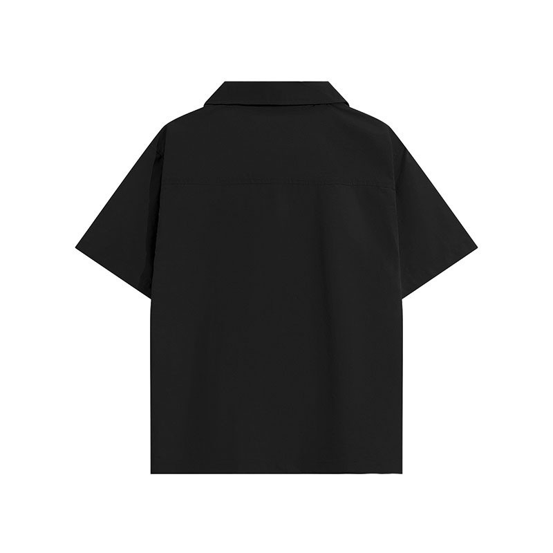 Cross-border European and American fashion brand Gallery Dept slogan patch pocket solid color short-sleeved shirt men's and women's high street shirt