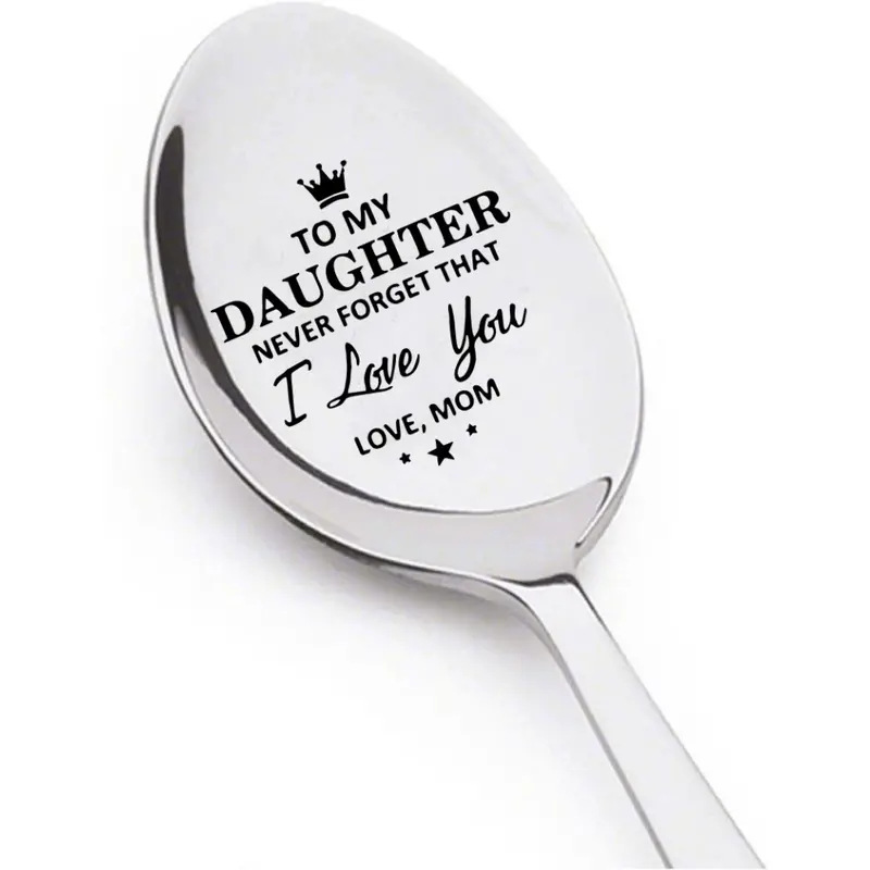 410 stainless steel spoon ice cream spoon coffee spoon laser lettering craft family family couple