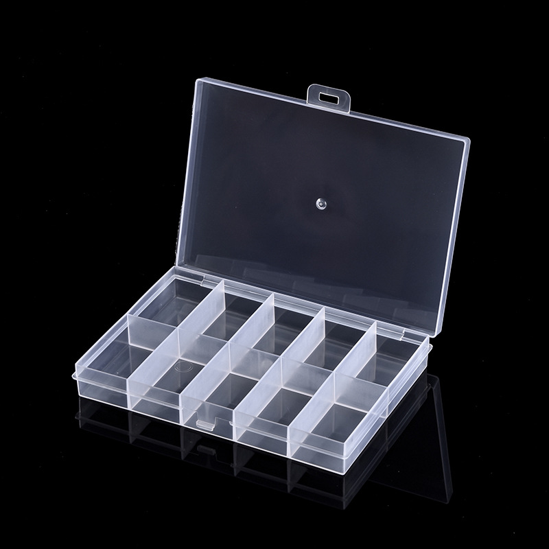 Fixed 10-grid transparent plastic box beaded jewelry packaging box jewelry parts organizing storage box anti-String grid box