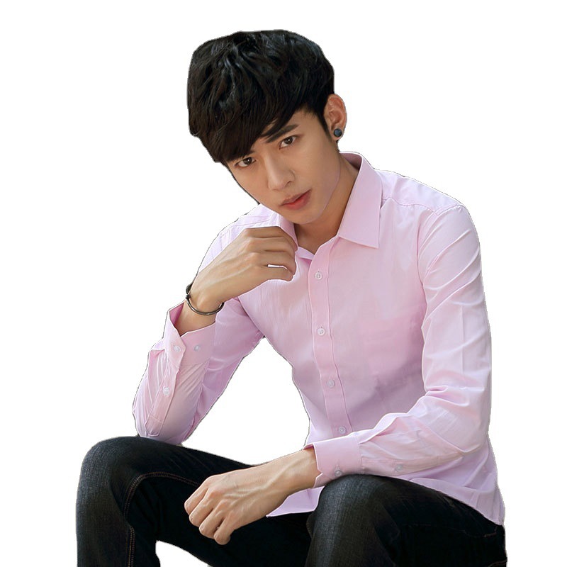 White shirt men's long sleeve slim fit business best man plus size black suit shirt work professional formal wear shirt men