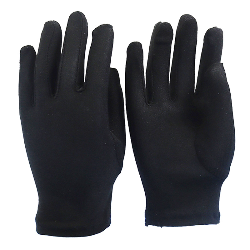 Small size children's black gloves elastic thin kindergarten Primary School students performance flag raising dance performance etiquette gloves spandex