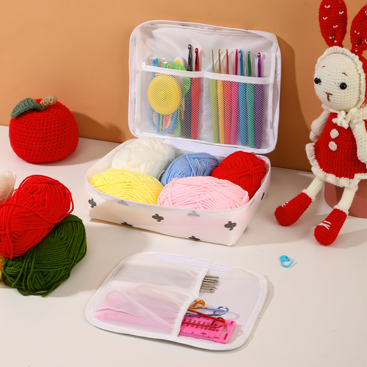 Cross-border new Beginner Novice crochet set multi-color storage bag department entry hook wool accessories wholesale