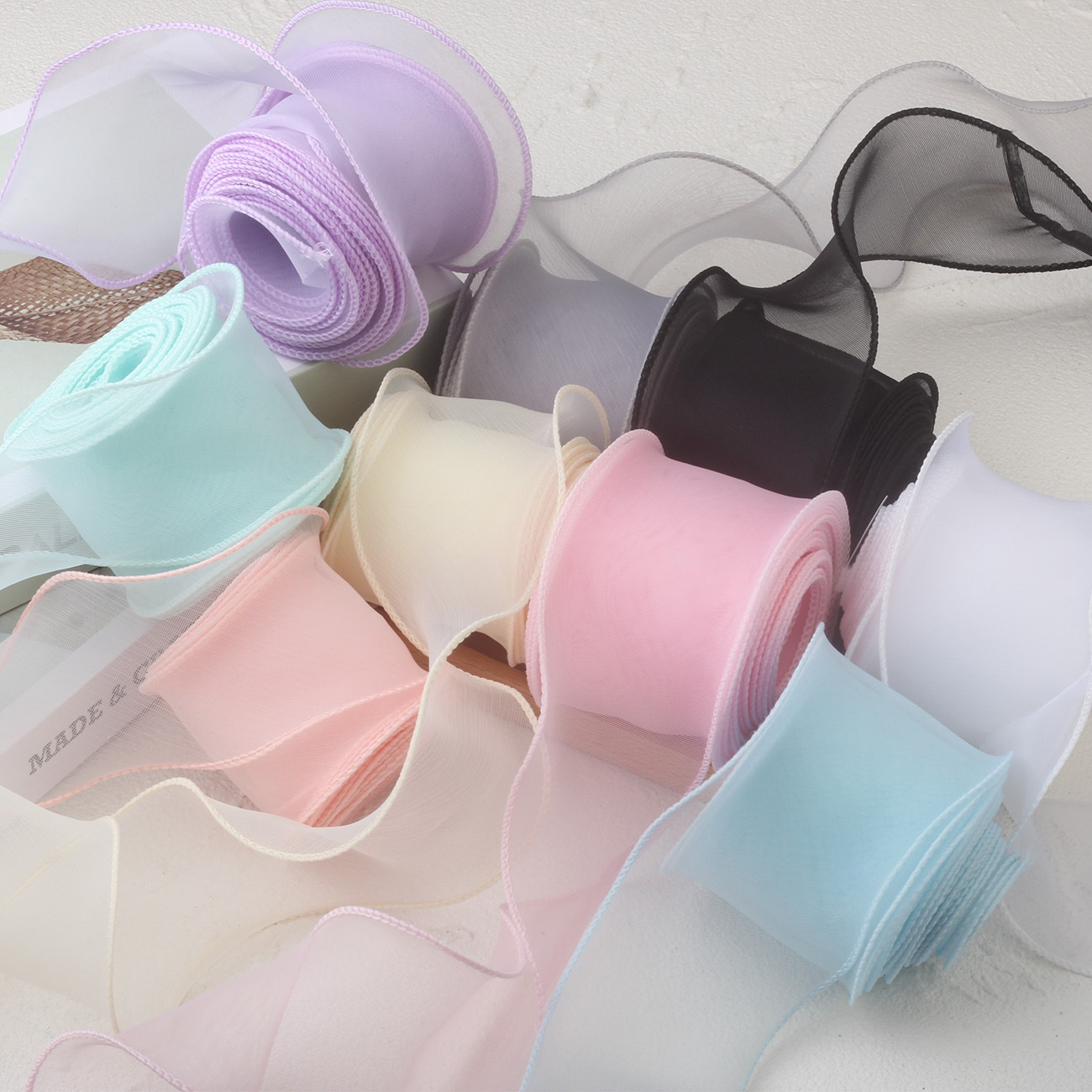 Spot 6cm fishtail yarn ribbon bouquet flower jewelry shoes flower bow lotus leaf ribbon organza ribbon