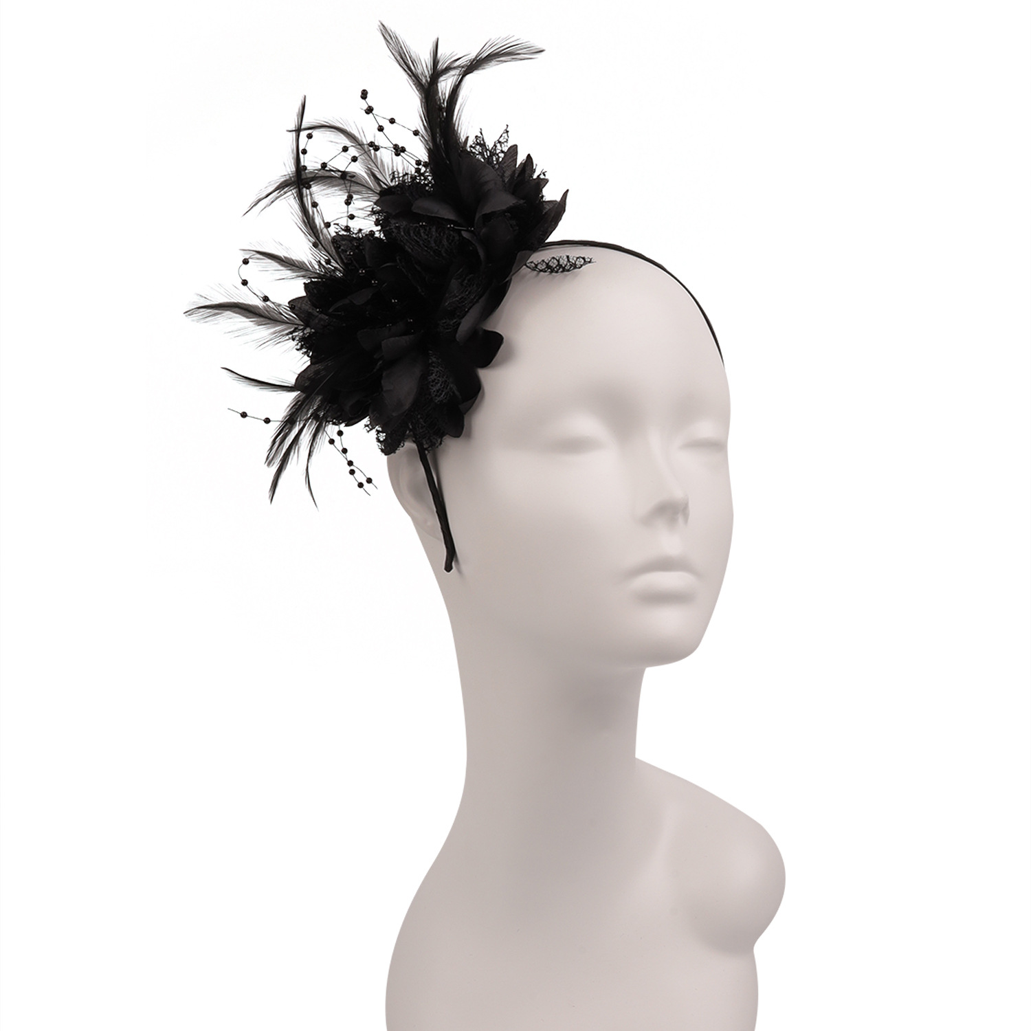 European and American Explosions Amazon Feather Headwear Bridal Mesh Hair Accessories Party Prom Topper Jockey Club Headband Hair Accessories