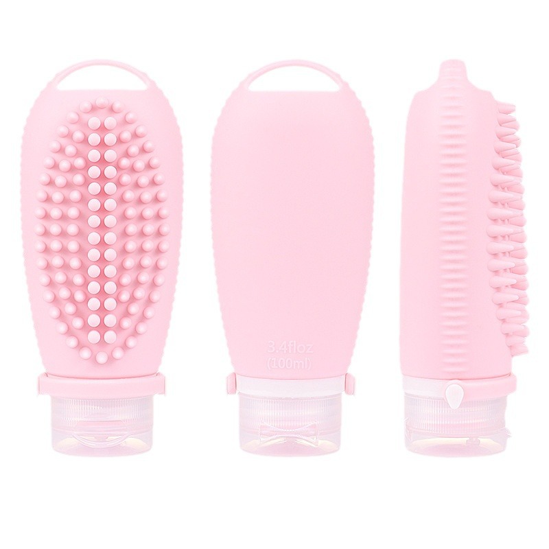 Creative silicone shampoo brush sub-bottle strap leak-proof 100ml cosmetic bottle home travel lotion storage bottle