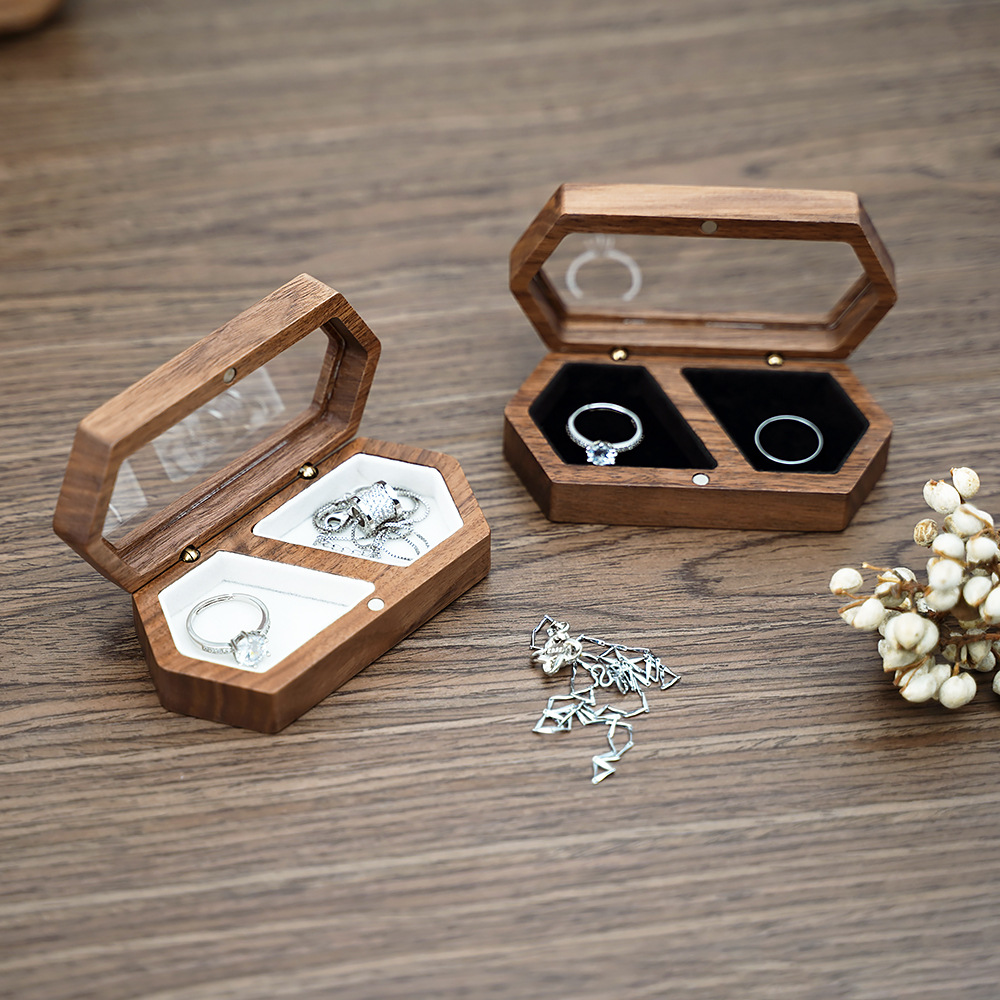 木质小首饰盒便携式迷你随身旅行戒指耳钉精致饰品收纳商品展示盒