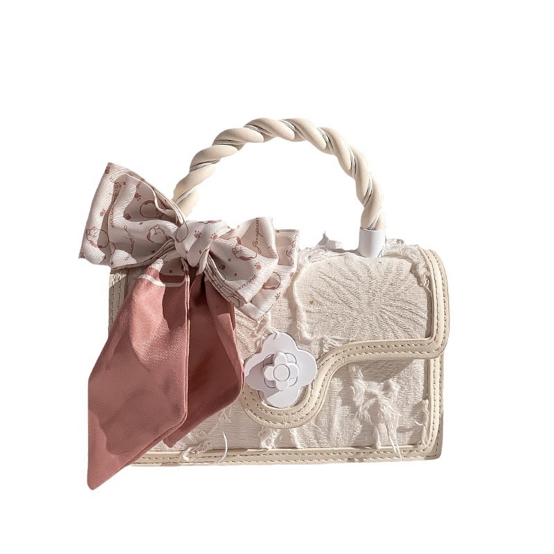 Hong Kong Valentine's Day Women's bag niche design high-grade bow tassel small square bag 2023 new messenger bag