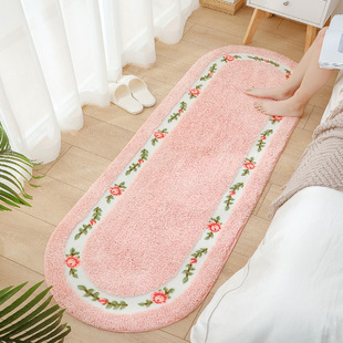 Cute Pink Bedroom Bedside Carpet Under Bed Mat Girl Princess Children Girl Room Bed End Blanket Machine Washable
