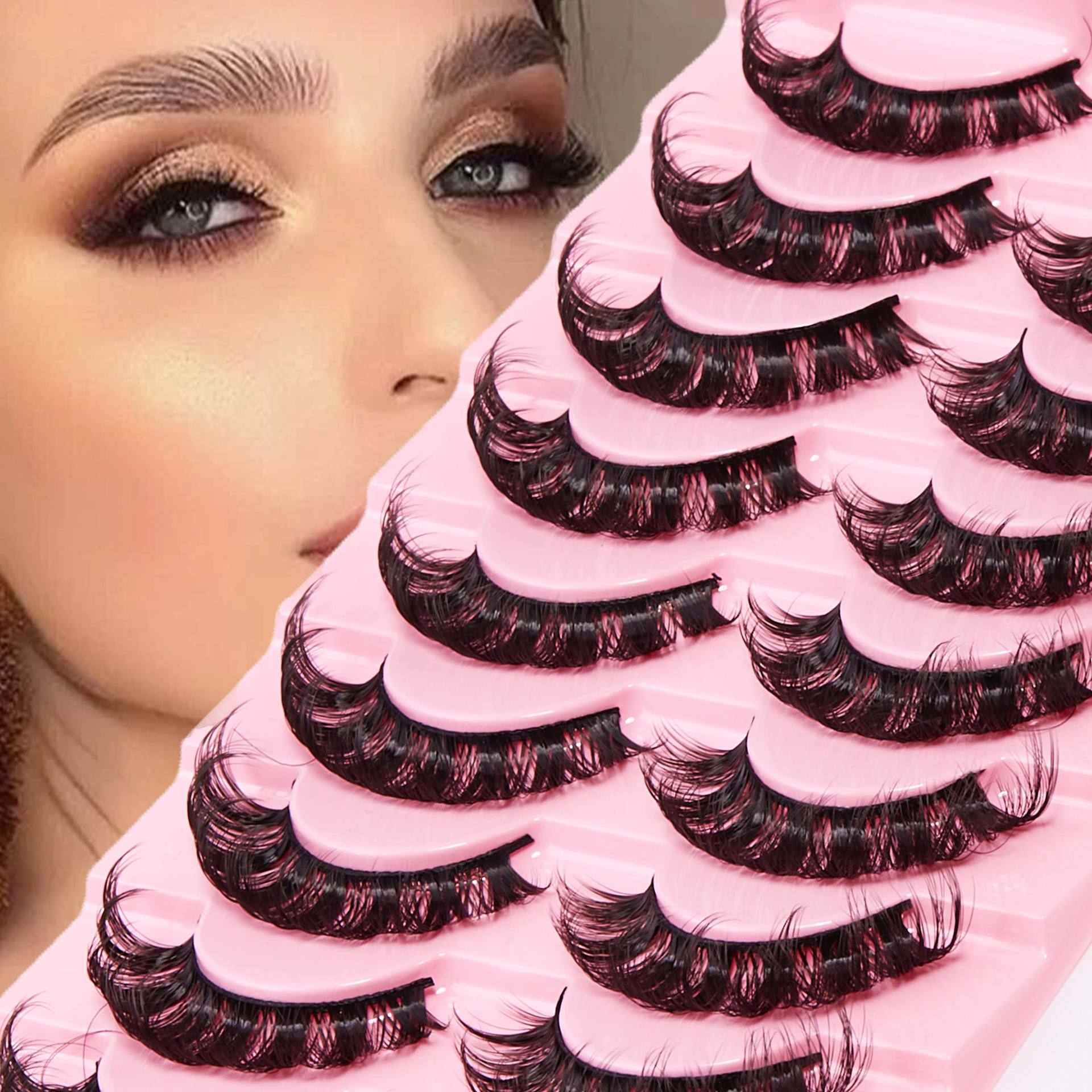BQI Europe and the United States cross-border imitation mink hair simulation one-piece curling exaggerated thick fried hair foreign trade 5D false eyelashes