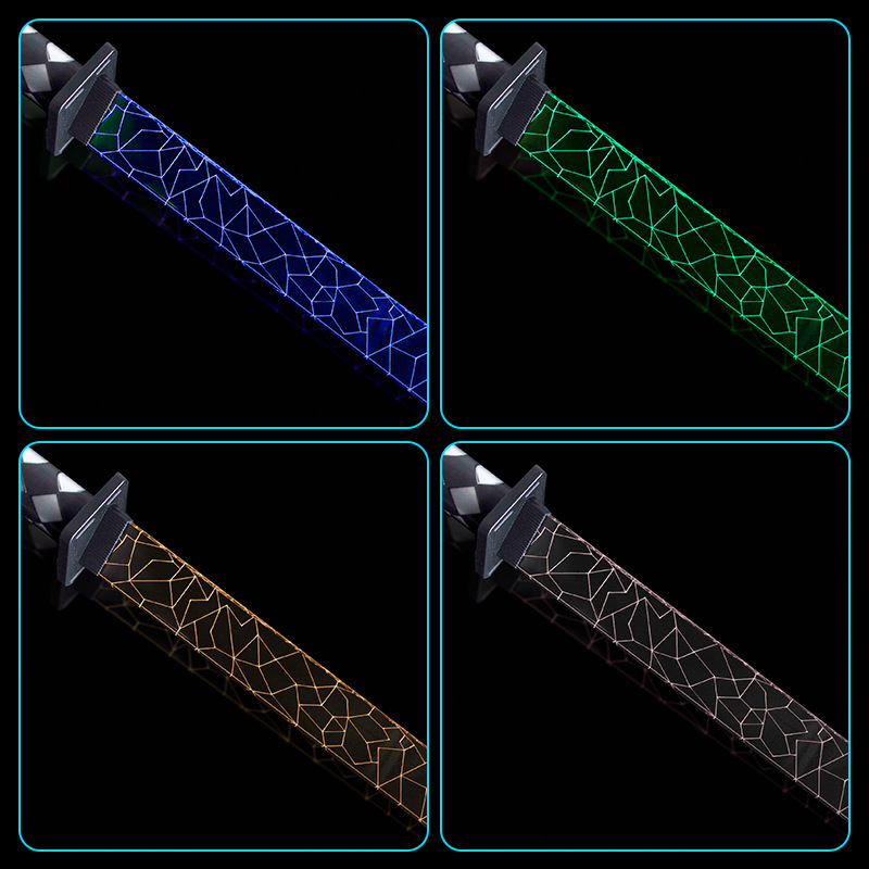 Cross-border samurai luminous sword seven-color acrylic crack Katana long with sheath cos performance training sword