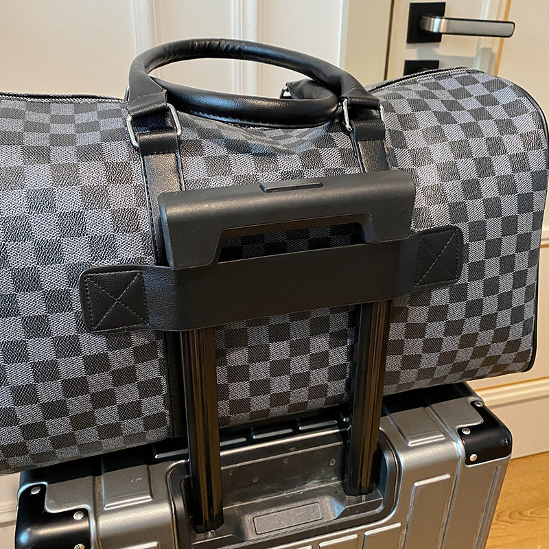 Large Capacity travel bag men's business travel city travel bag fashion chessboard Plaid portable crossbody Sports Fitness Bag