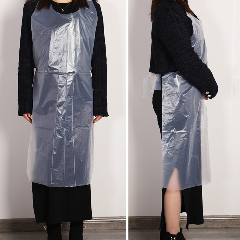Disposable Plastic Apron Transparent PE Catering Hot Pot Thickened Adult Waterproof Oil-proof Neck Apron for Guest Wholesale