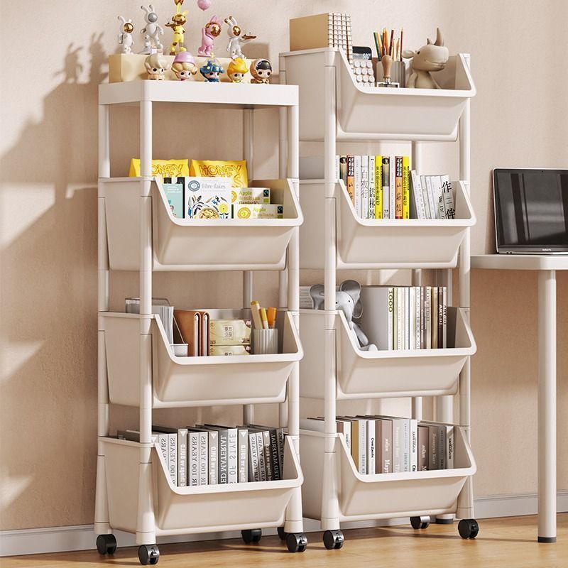 Bookshelf floor storage rack under table book storage with wheels movable trolley table desktop storage simple bookcase